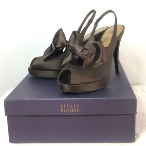 Stuart Weitzman Dorothy Brown Pump Bow Heels 10M